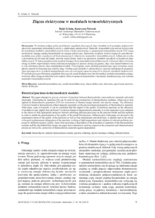 Złącza elektryczne w modułach termoelektrycznych = Electrical junctions in thermoelectric modules