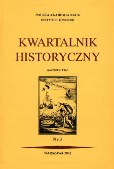 Kwartalnik Historyczny R. 108 nr 3 (2001), Strony tytułowe, Spis treści