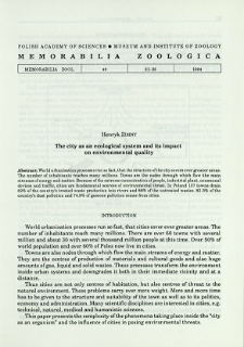The city as an ecological system and its impact on environmental quality