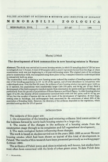 The development of bird communities in new housing estates in Warsaw