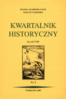 Kwartalnik Historyczny. R. 108 nr 2 (2001), Title pages, Contents