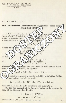 Two probability distributions connected with Zipf's rank size conjecture