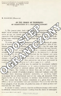 On the choice of techniques of production in socialist economy