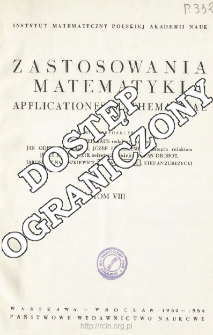 Zastosowania Matematyki = Applicationes Mathematicae, Spis treści i dodatki. T.8 (1964-1966)