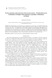 On the expansion and occurrence of an invasive species - Pseudorasbora parva (Temminck et Schlegel, 1846) (Teleostei: Cyprinidae: Gobioninae) in Poland