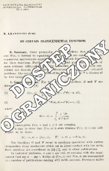 On certain transcendental functions