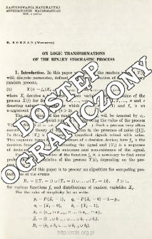 On logic transformations of the binary stochastic process