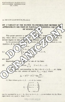 On a variant of the matrix transformation method for approximate solution of partial differential equations of second degree