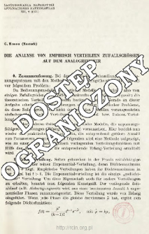 Die analyse von empirisch verteilten zufallsgr&ouml;ssen auf dem analogrechner