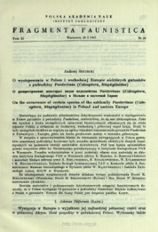 O występowaniu w Polsce i wschodniej Europie niekt&oacute;rych gatunk&oacute;w z podrodziny Paederinae (Coleoptera, Staphylinidae) = O rasprostranenii nekotoryh vidov podsemejstva Paederinae (Coleoptera, Staphylinidae) v Pol'&scaron;e i vostočnoj Evrope