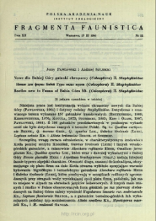 Nowe dla Babiej G&oacute;ry gatunki chrząszczy (Coleoptera). II, Staphylinidae = Novye dl&acirc; fauny Babej Gury vidy žukov (Coleoptera). 2. Staphylinidae