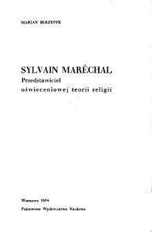 Sylvain Maréchal - przedstawiciel oświeceniowej teorii religii