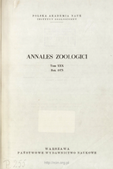 Annales Zoologici ; t. 31 - Spis treści