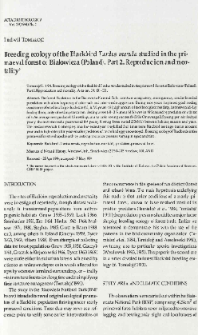 Breeding ecology of the Blackbird Turdus merula studied in the primaeval forest of Białowieża (Poland). Pt 2, Reproduction and mortality