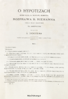 O hypotezach kt&oacute;re służą za podstawę geometryi