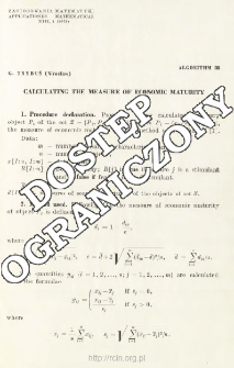 Algorithm 28 - Calculating the measure of economic maturity