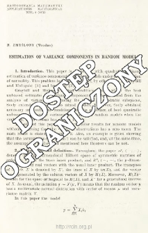 Estimation of variance components in random models