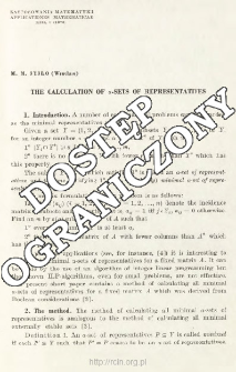 The calculation of &alpha;-sets of representatives