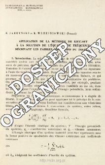 Application de la m&eacute;thode de Kryloff &agrave; la solution de l'&eacute;quation de fr&eacute;quence d&eacute;crivant les faibles vibrations du treillis