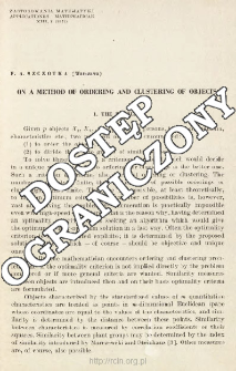 On a method of ordering and clustering of objects