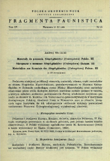 Materiały do poznania Staphylinidae (Coleoptera) Polski. 3 = Materialy k poznani&ucirc; Staphylinidae (Coleoptera) Pol'&scaron;i. 3