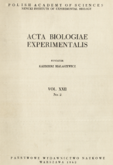 Acta Biologiae Experimentalis. Vol. 22, No 2, 1962