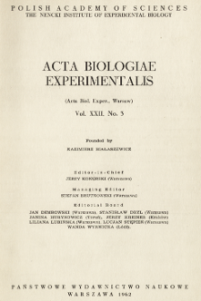 Acta Biologiae Experimentalis. Vol. 22, No 3, 1962
