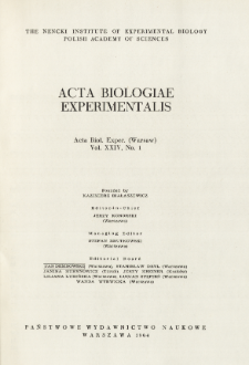 Acta Biologiae Experimentalis. Vol. 24, No 1, 1964