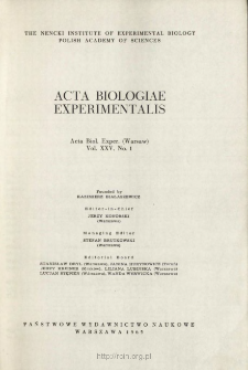 Acta Biologiae Experimentalis. Vol. 25, No 1, 1965