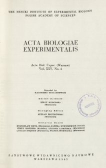Acta Biologiae Experimentalis. Vol. 25, No 4, 1965