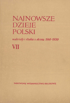 Najnowsze Dzieje Polski : materiały i studia z okresu 1914-1939 T. 7 (1964), Title pages, Contents