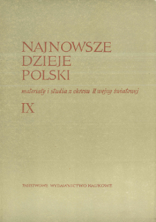 Najnowsze Dzieje Polski : materiały i studia z okresu II wojny światowej T. 9 (1965), Strony tytułowe, Spis treści