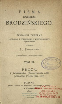 Proza : o klasyczności i romantyczności (1818) : literatura polska (1822-1823)