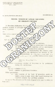 Algorithm 29 - Solving systems of linear equations by Sokolov's method