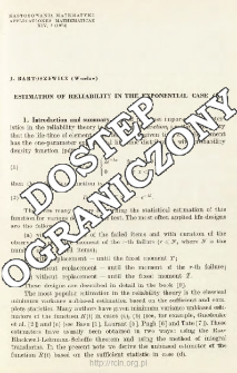 Estimation of reliability in the exponential case (I)