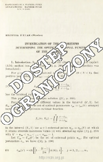 Investigation of the algorithms determining the optimum rational function of the Adi-Method