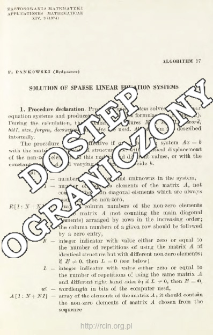 Algorithm 37 - Solution of sparse linear equation systems