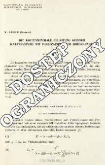 Die kostenminimale belastung offener wartesysteme mit Poisson-input der forderungen