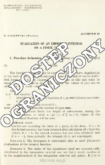Algorithm 43 - Evaluation of an improper integral on a finite interval