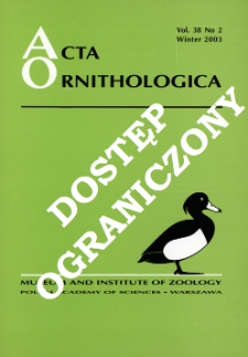 Proceedings of the Second Meeting of the European Ornithologists' Union, Gdańsk-Poland, 15-18 September 1999. Part 2