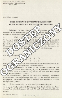 &Uuml;ber bestimmte Differentialgleichungen in der Theorie der stochastischen Prozesse