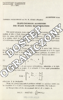 Algorithms 62-64 - Graph-theoretic algorithms for sparse matrix transformations