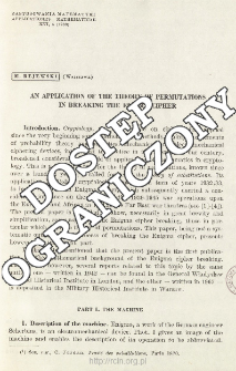 An application of the theory of permutations in breaking the Enigma cipher