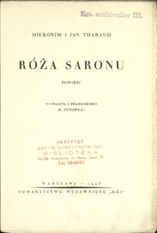 R&oacute;ża Saronu : powieść