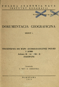 Objaśnienia do mapy hydrograficznej Polski 1:50 000 : arkusz M-34-100-B Zakopane