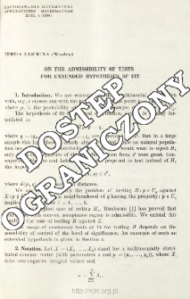 On the admissibility of tests for extended hypotheses of fit