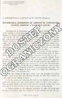 Mathematical description of adhesion of lymphocythes flowing through a glass bead column