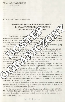 Application of the bifuracation theory to evaluating critical conditions of the thermal explosion