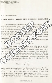 Optimal choice problem with backward solicitation