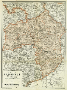 Karta radomskoj gubernii sostovlena soglasno novej&scaron;im dannym